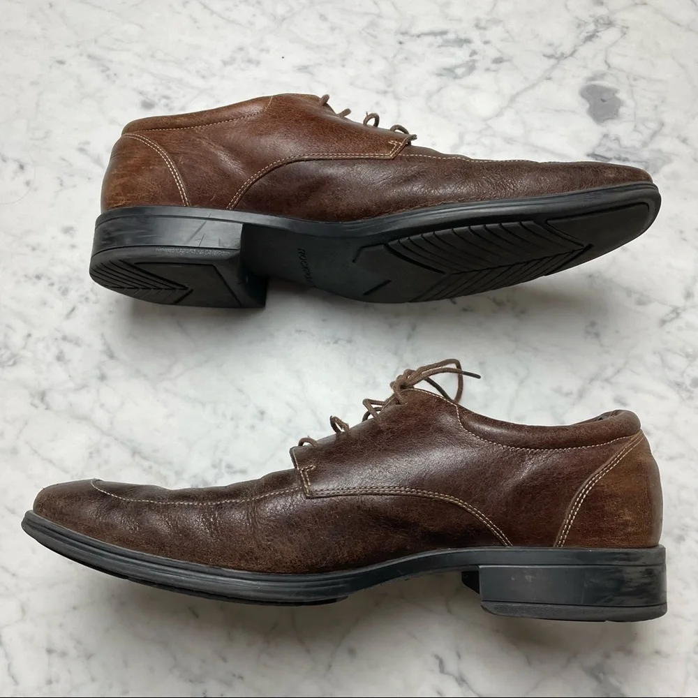 Rockport Dark Brown Leather Men's Dress Work Lace-Up Shoes